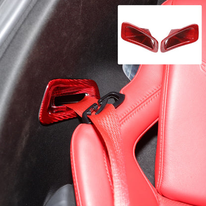 Red Real Carbon Fiber Seat Safety Belt Frame Trim For Corvette C8 2020+ 18