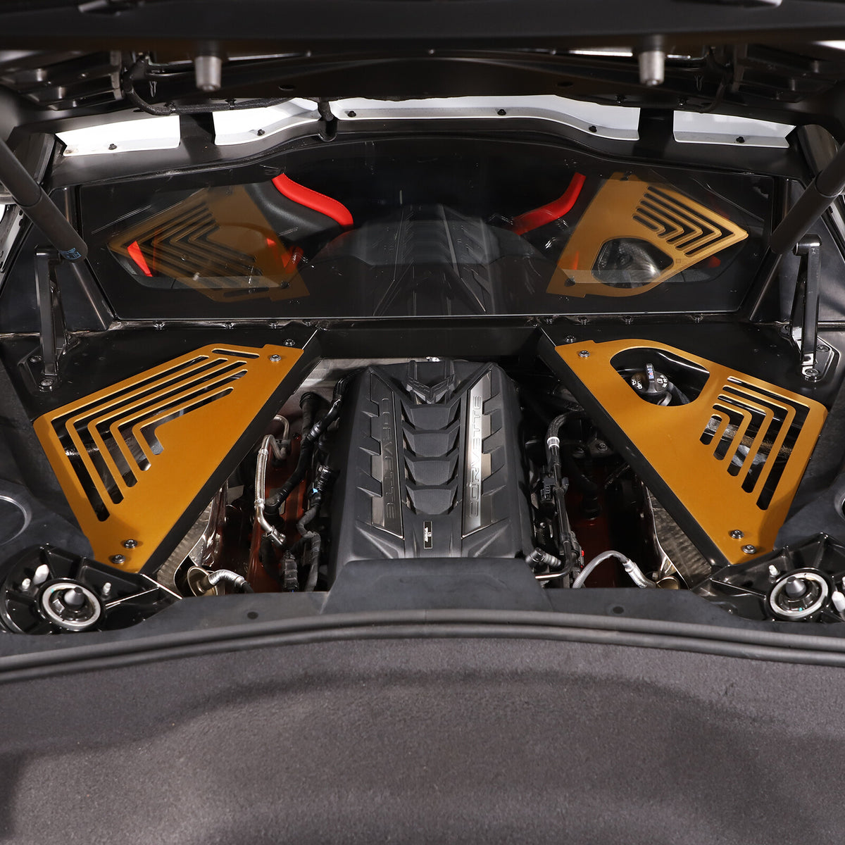 Yellow Alloy Engine Bay Panel Rear Crossmember Cover Set For CORVETTE C8 2020+ 8