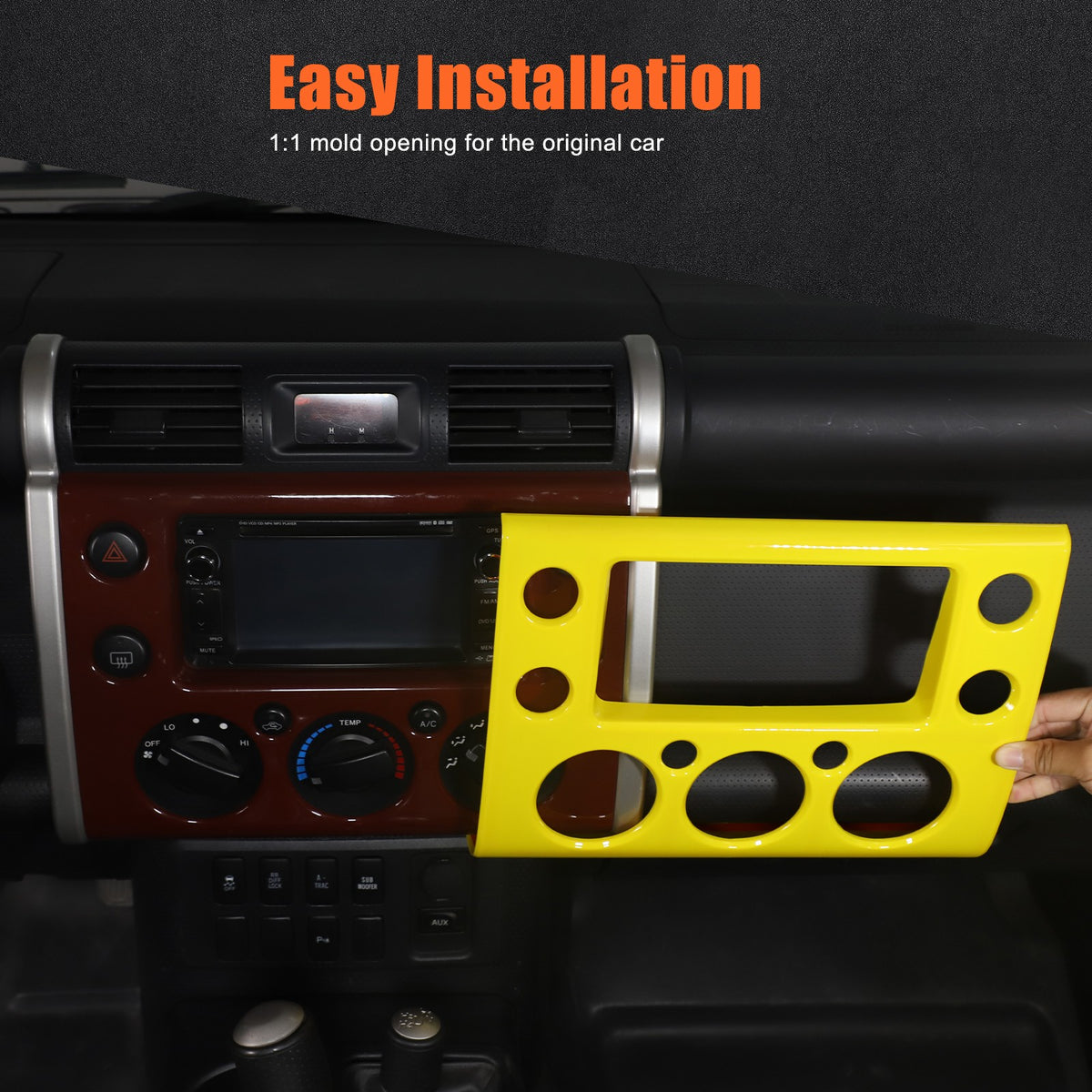 Yellow ABS Interior Center Console Trim Cover for Toyota FJ Cruiser 2007-2021 29