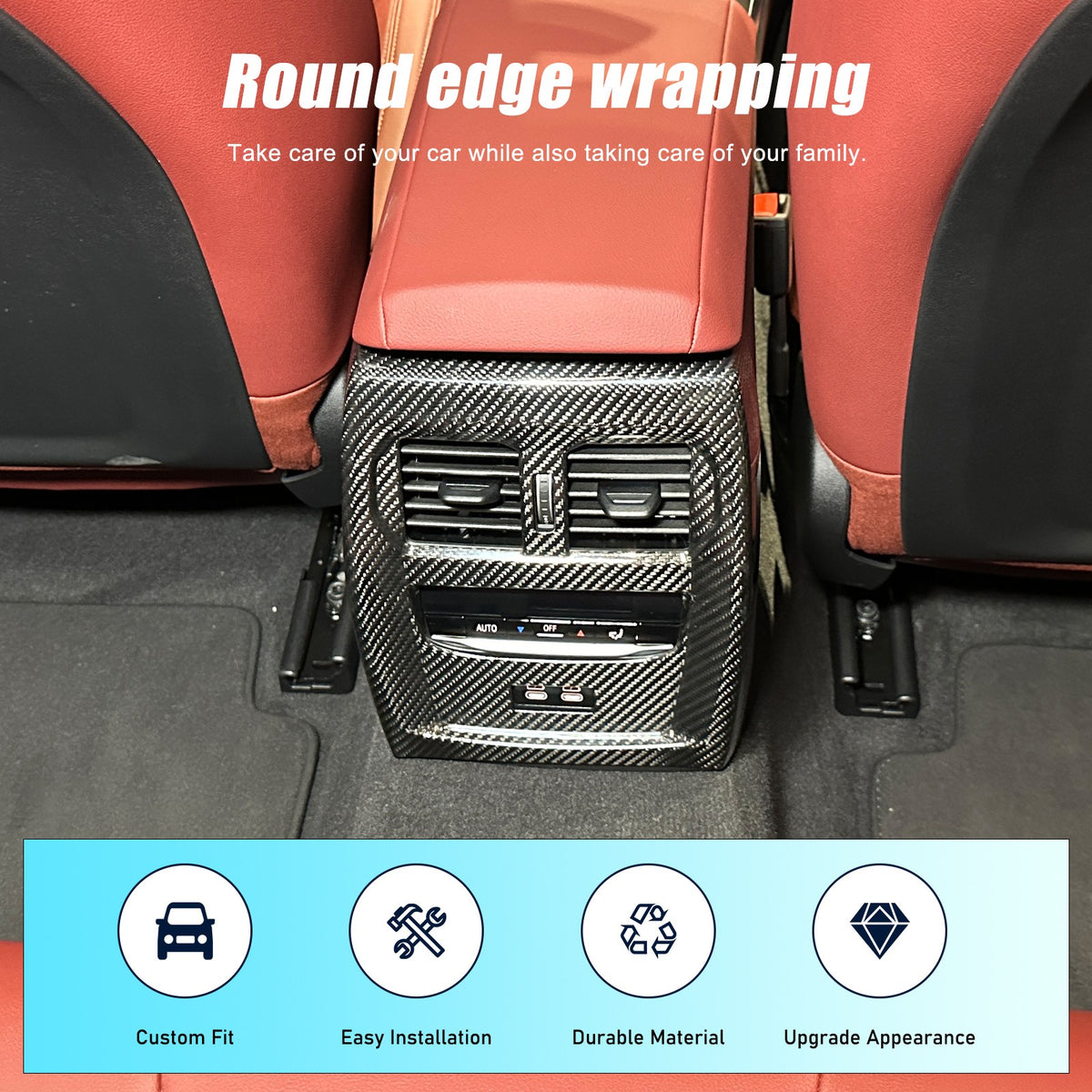 Real Carbon Fiber Rear Air Vent Frame Trim For BMW 4 Series G22/G23/G26 2020+ 16