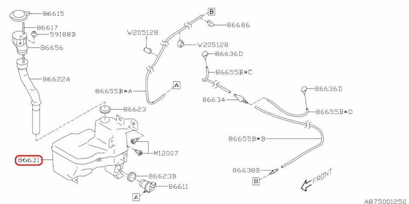 Subaru OEM Windshield Washer Reservoir Assembly 86631CA000 for Scion 3