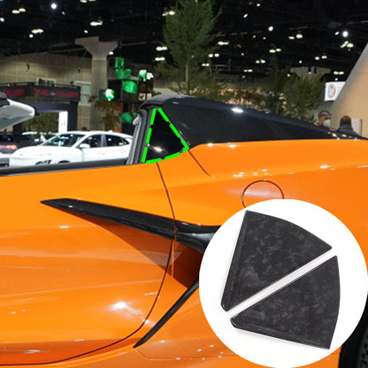Forged Carbon fiber Rear Triangle Glass Cover For Corvette C8 Convertible 20-26 2