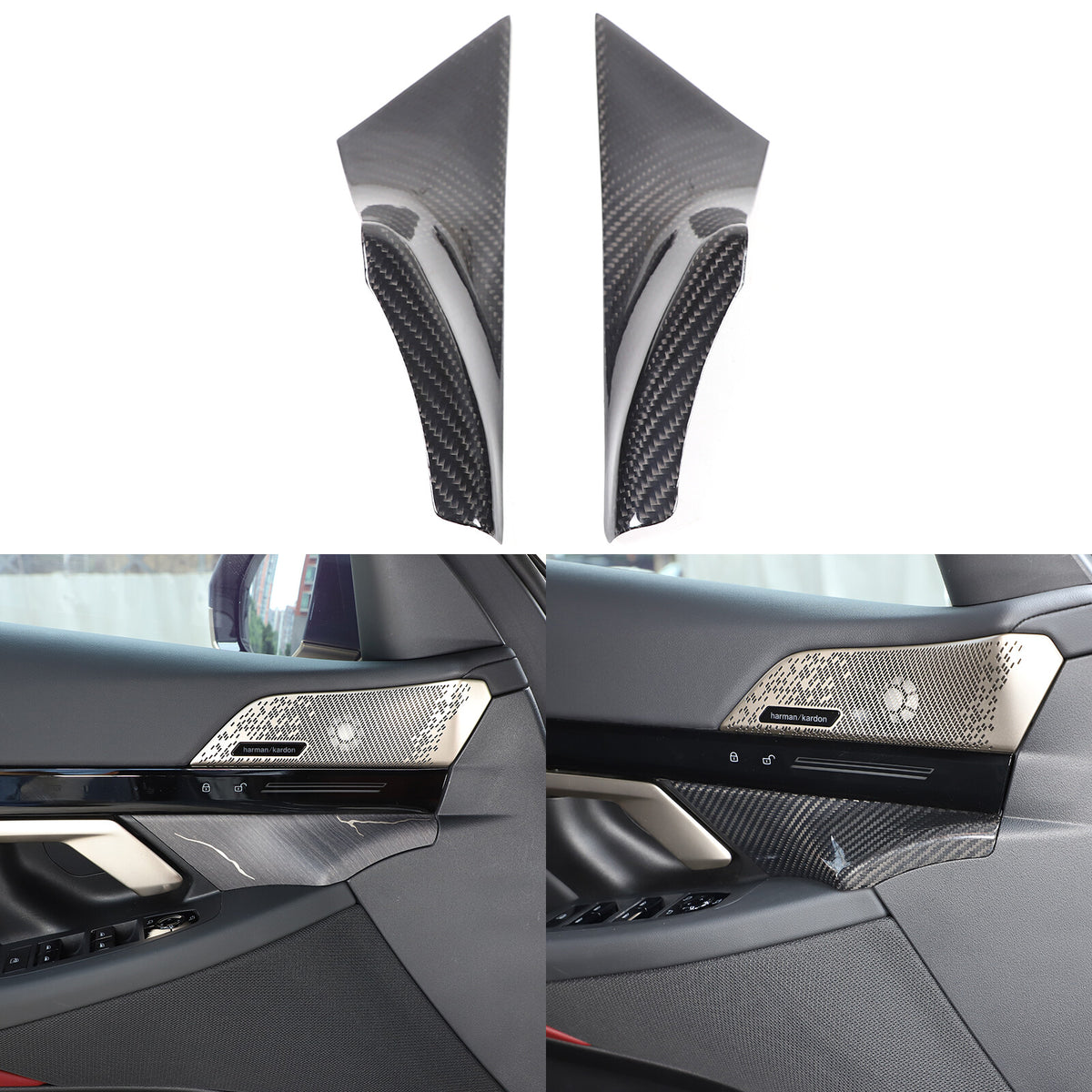Real Carbon Fiber Interior Door Handle Cover Trim For BMW 5 Series G60 i5 2024+ 12
