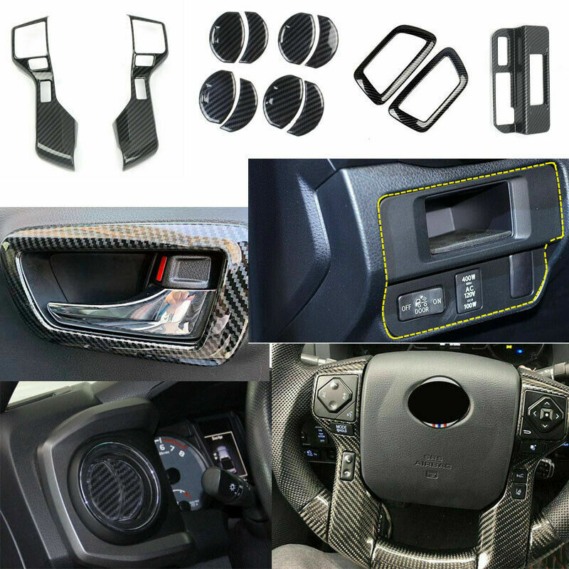 13PCS ABS Carbon Fiber Full Interior Trim Cover for Toyota Tacoma 2016-2020 1