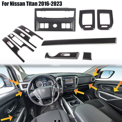 Center Console Interior Trim Cover Full Set Kit For Nissan Titan 4 door 2016-23 1