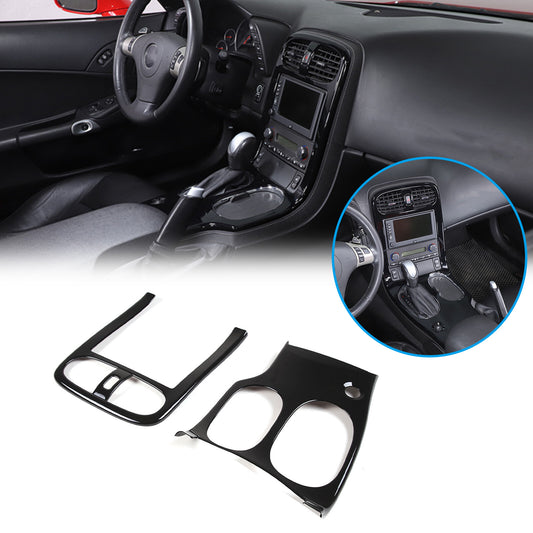 Glossy Black ABS Interior Full Center Console Trim Set For Corvette C6 05-13 US 1