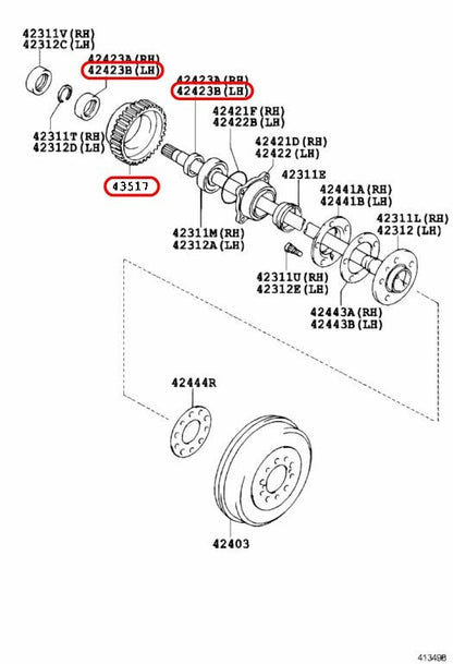 Toyota OEM Rear Axle Bearing & Seal Kit with ABS SET for T100 Tacoma 4Runner 5