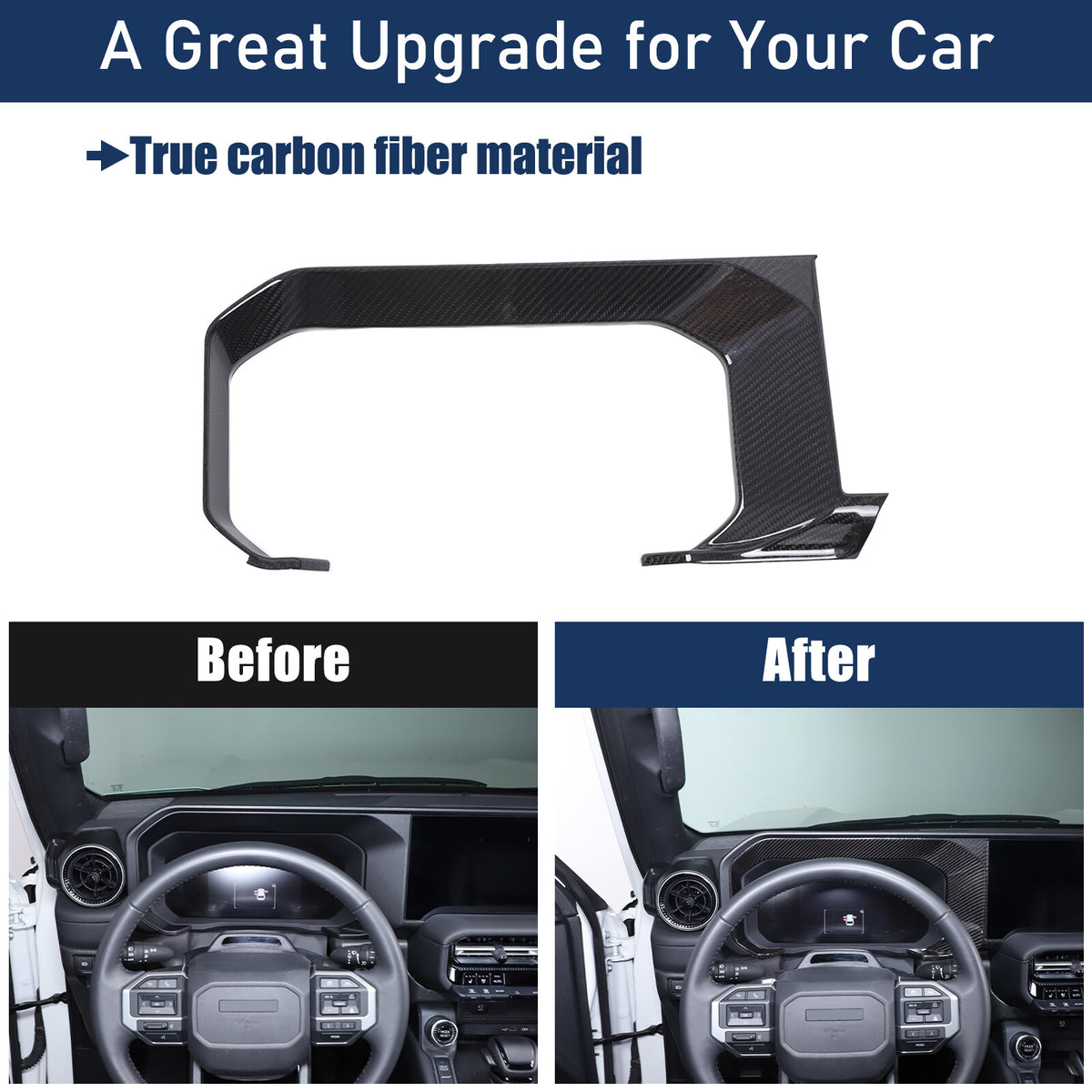 Real Carbon Fiber Dashboard Instrument Trim For Land Cruiser Prado LC250 24+ 21