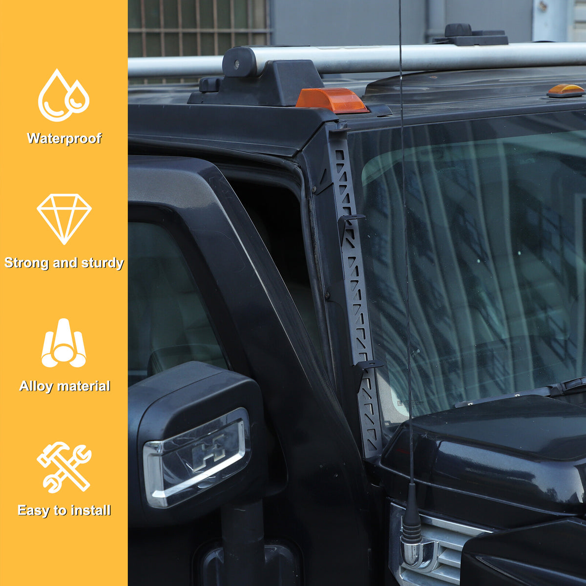 Carbon Steel A-Pillar LED Light Bar Mount Bracket For Hummer H2 2003-2009 9