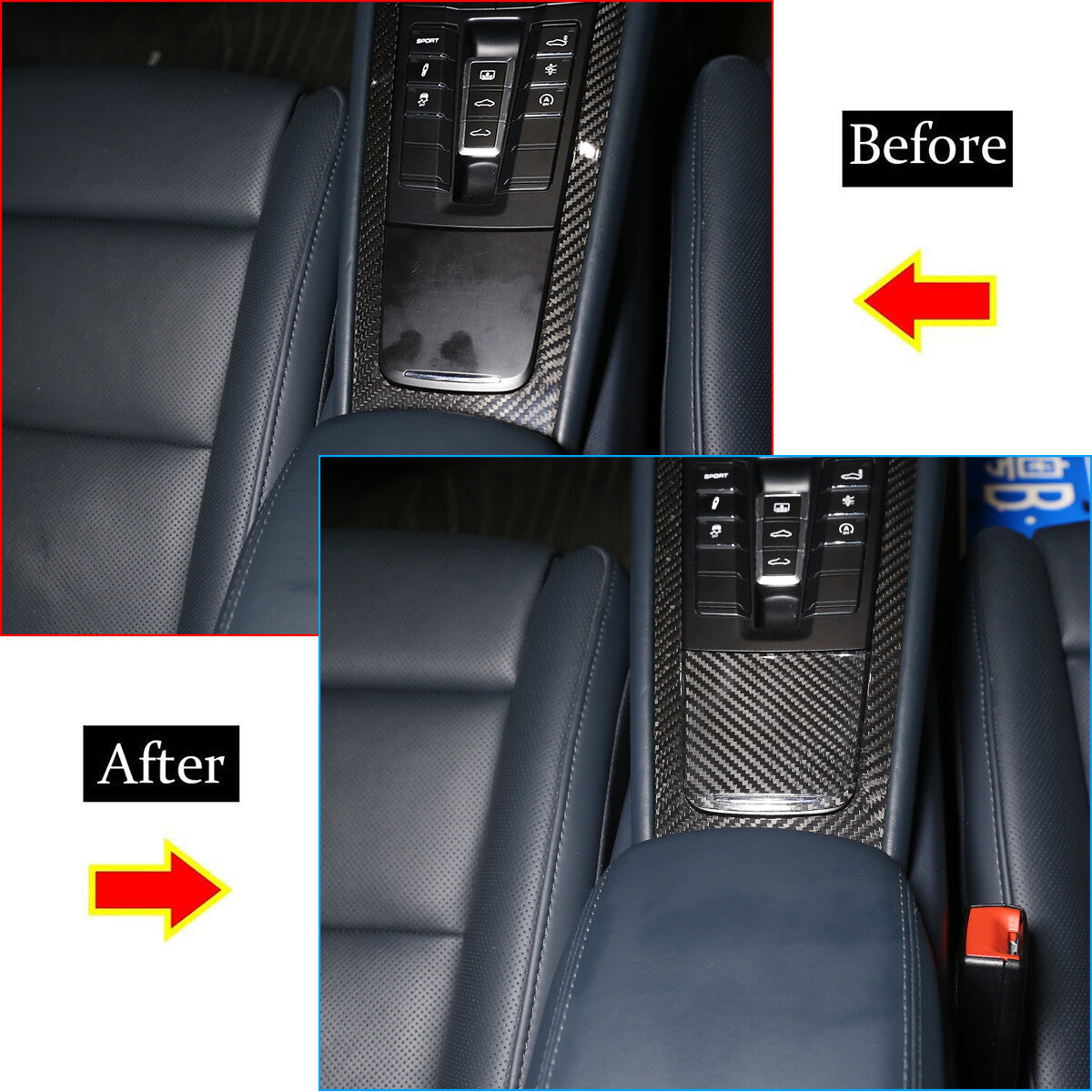 Real Carbon Fiber Center Console Gear Panel Trim Set for Porsche 718 911 12-18 7