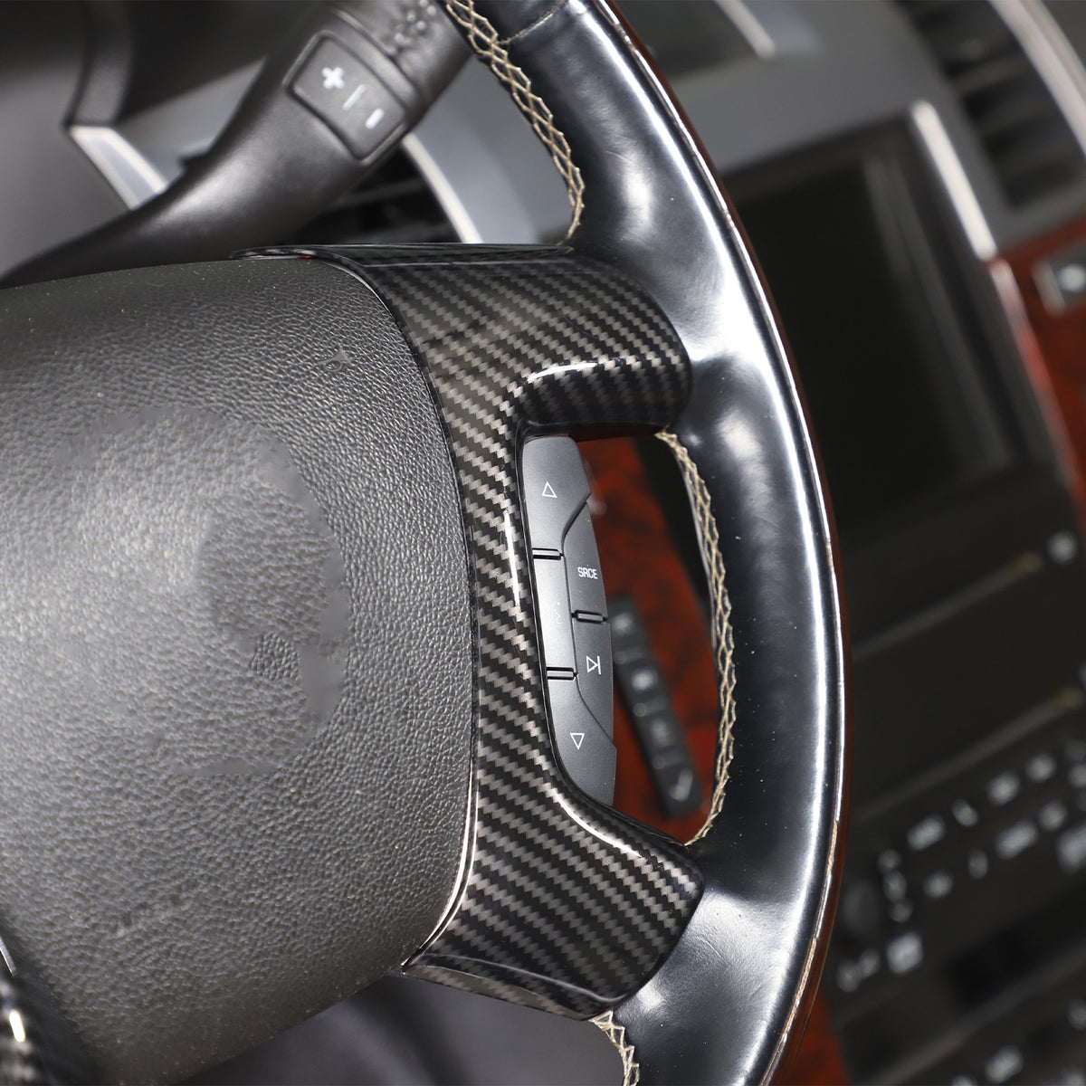 Real Dry Carbon Fiber Steering Wheel Side Button Trim For Hummer H2 2003-2007 18