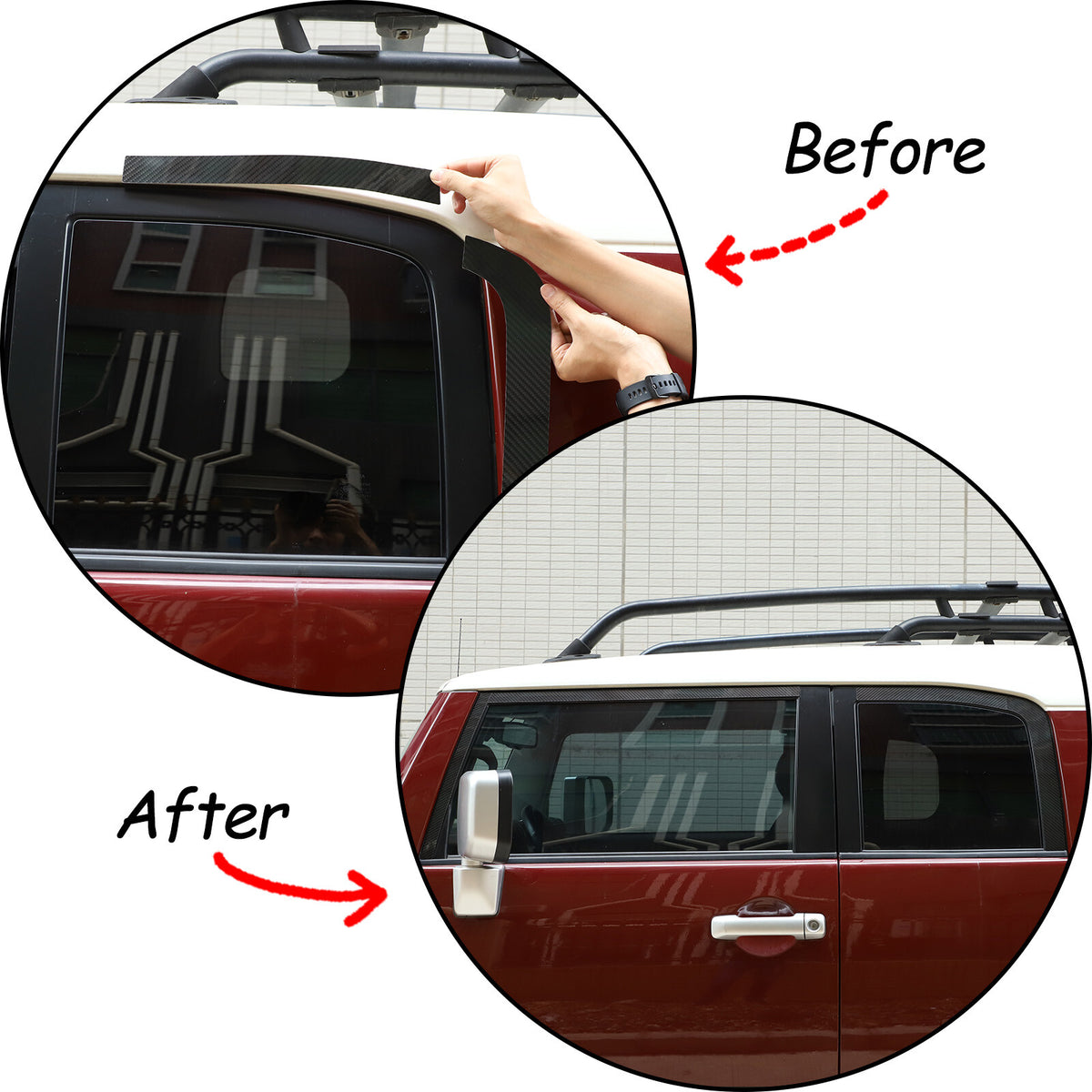Carbon Fiber Top Window Accent Line Trim Strip For Toyota FJ Cruiser 2007-2021 4