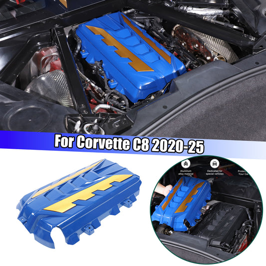 Blue Engine Bay Panel Cover Trim in Edge Yellow For Corvette C8 2020-26 1