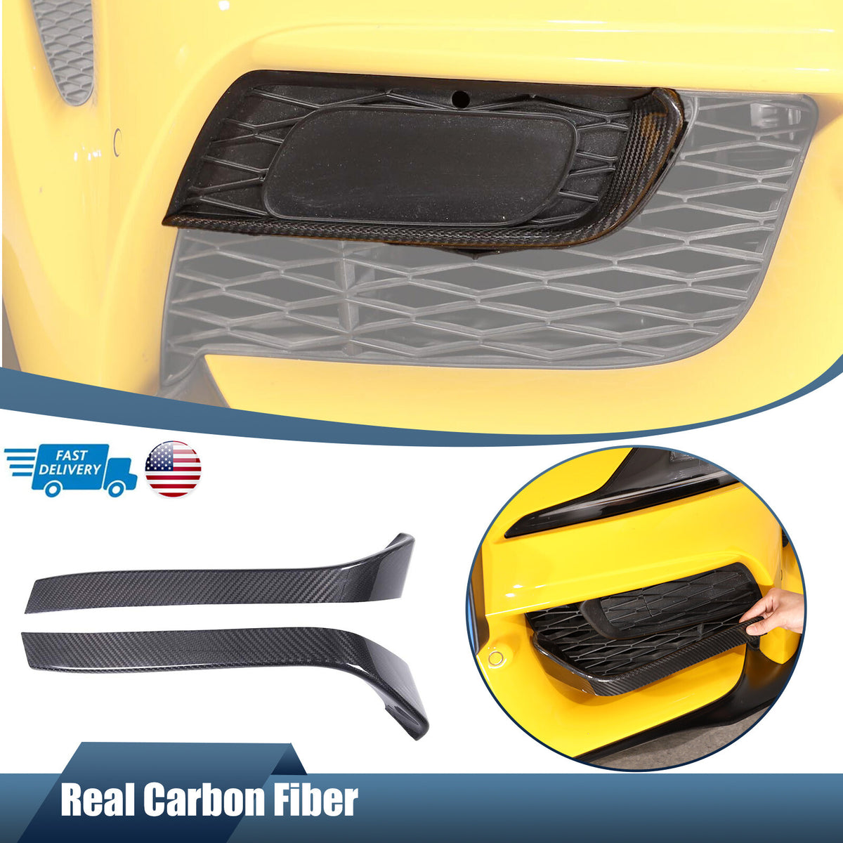 Real Carbon Fiber Front Bumper Side Grill Trim Cover Strip For GR Supra 19+ US 1