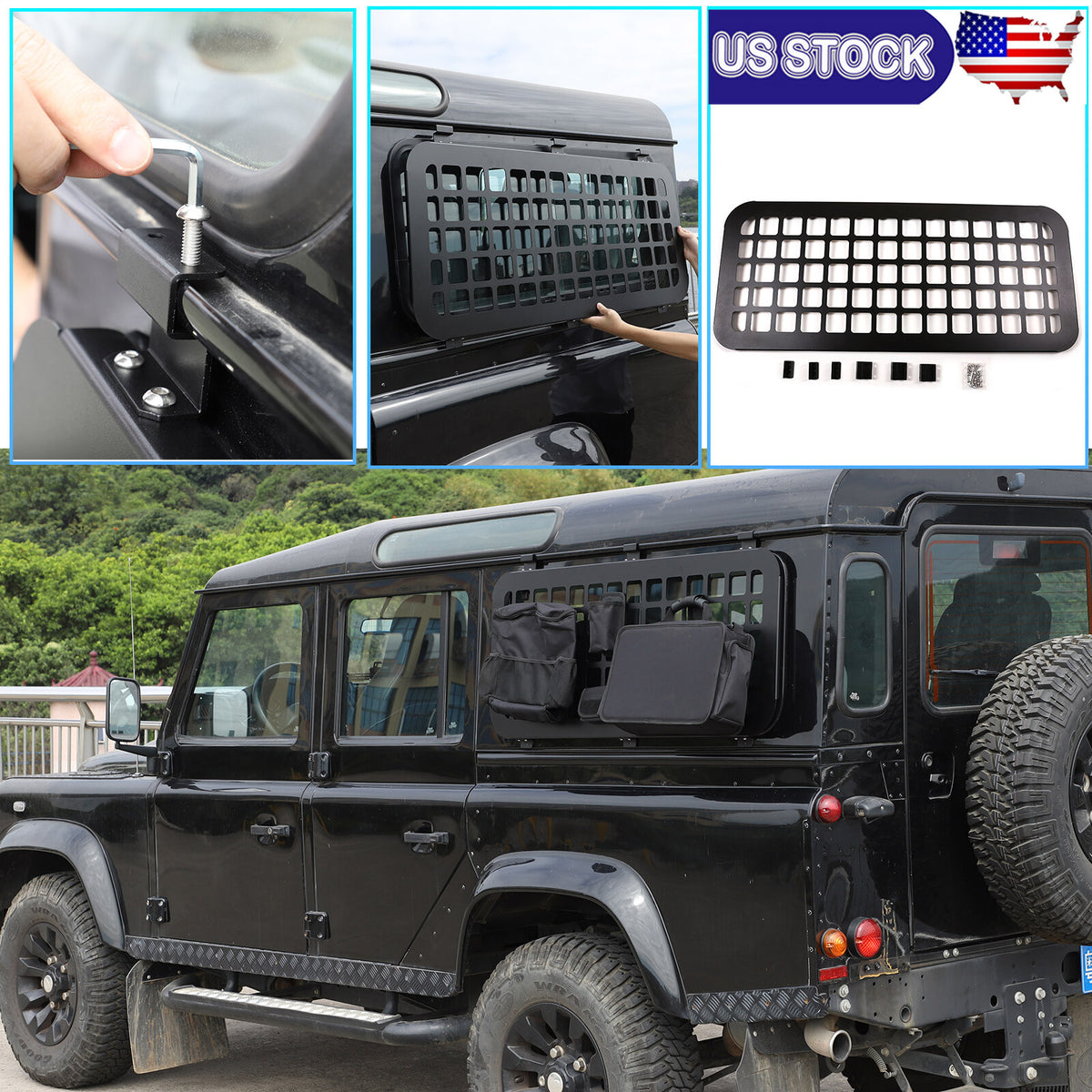 Rear Side Window Molle Panel Bracket Guard For Land Rover Defender 2004-2019 US 2