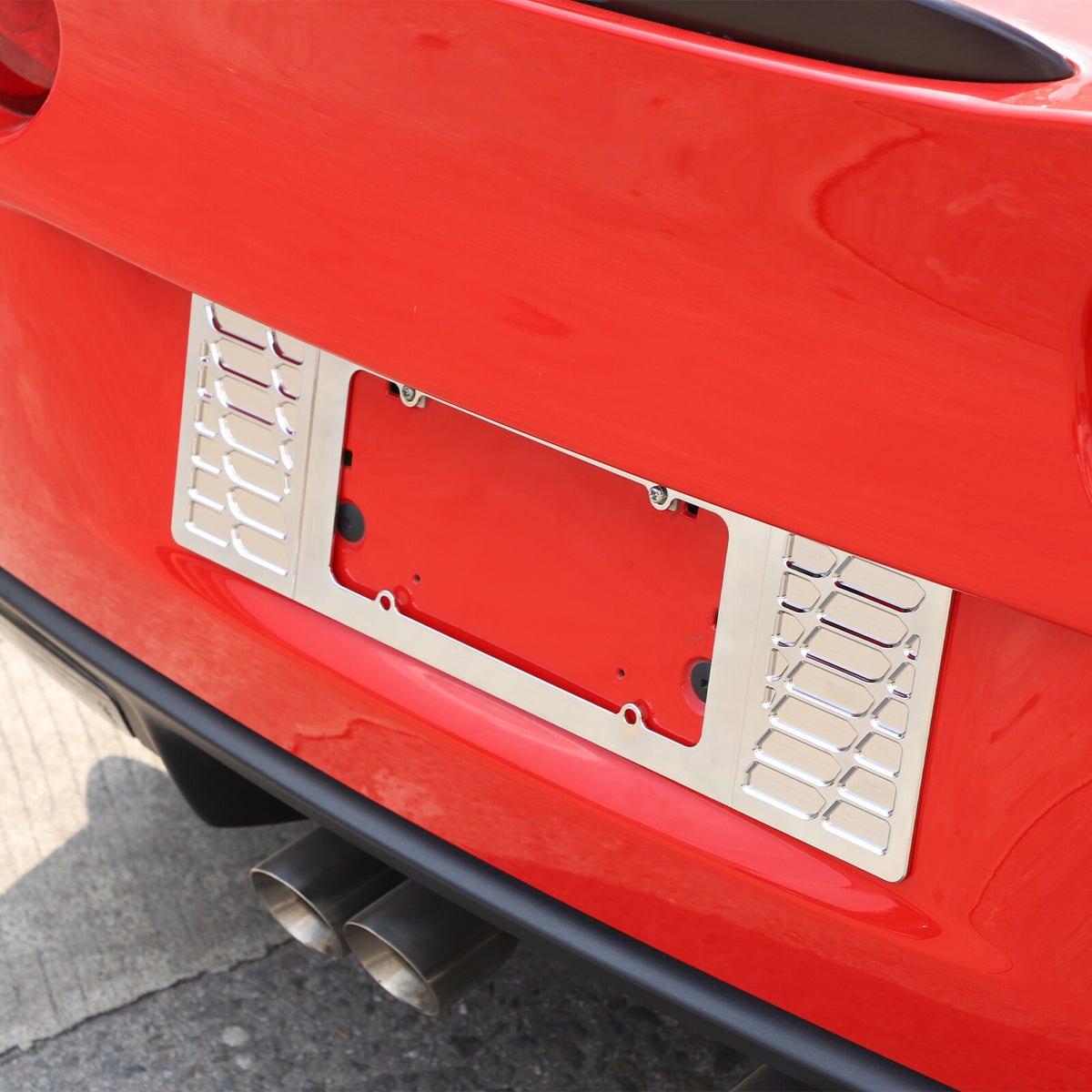 Silver Aluminum alloy Rear License Plate Frame Trim For Corvette C6 2005-13 7