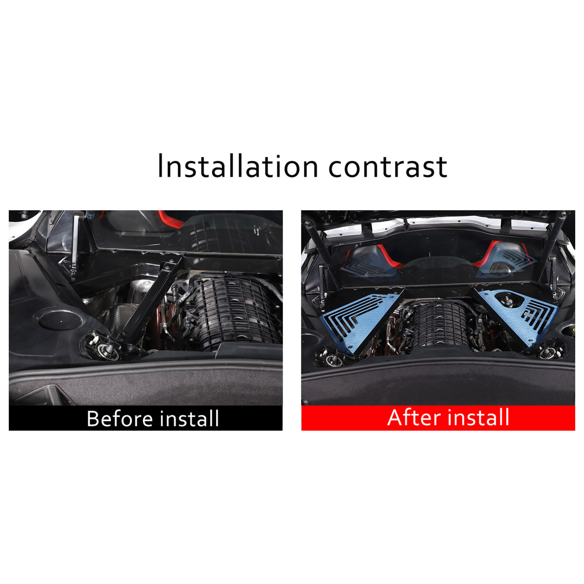 Blue Real Carbon fiber Engine Bay Side Panel Cover Overlay For Corvette C8 Coupe 9