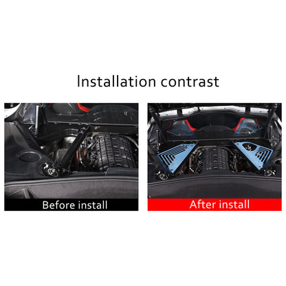 Blue Real Carbon fiber Engine Bay Side Panel Cover Overlay For Corvette C8 Coupe 9