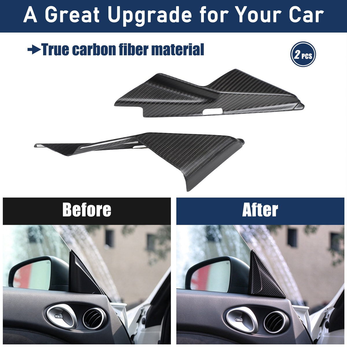 Matte Real Carbon Fiber Front Inner A-Pillar Trim For Nissan 370Z Z34 2009-2020 15