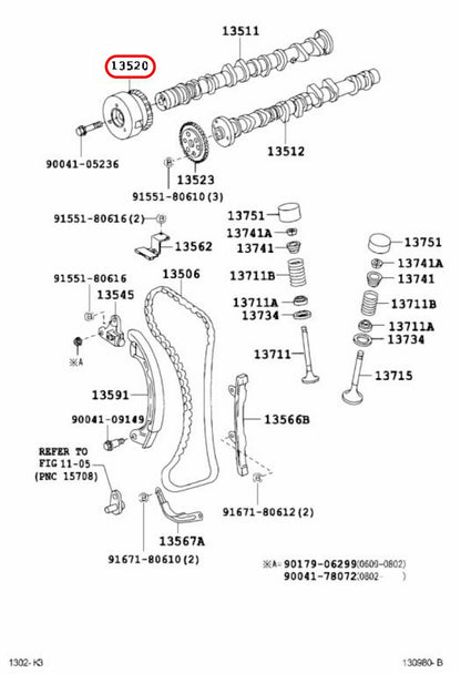 TOYOTA GENUINE SPROCKET ASSY 13520-B1020 OEM Japan 3