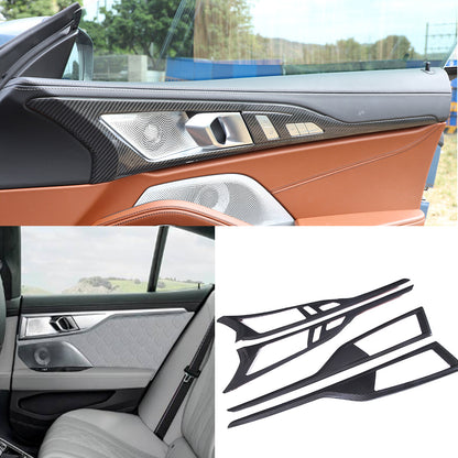 Real Carbon Fiber Door Handle Panel Trim Strip For BMW 8 Series 4-Door 2019-2022 1