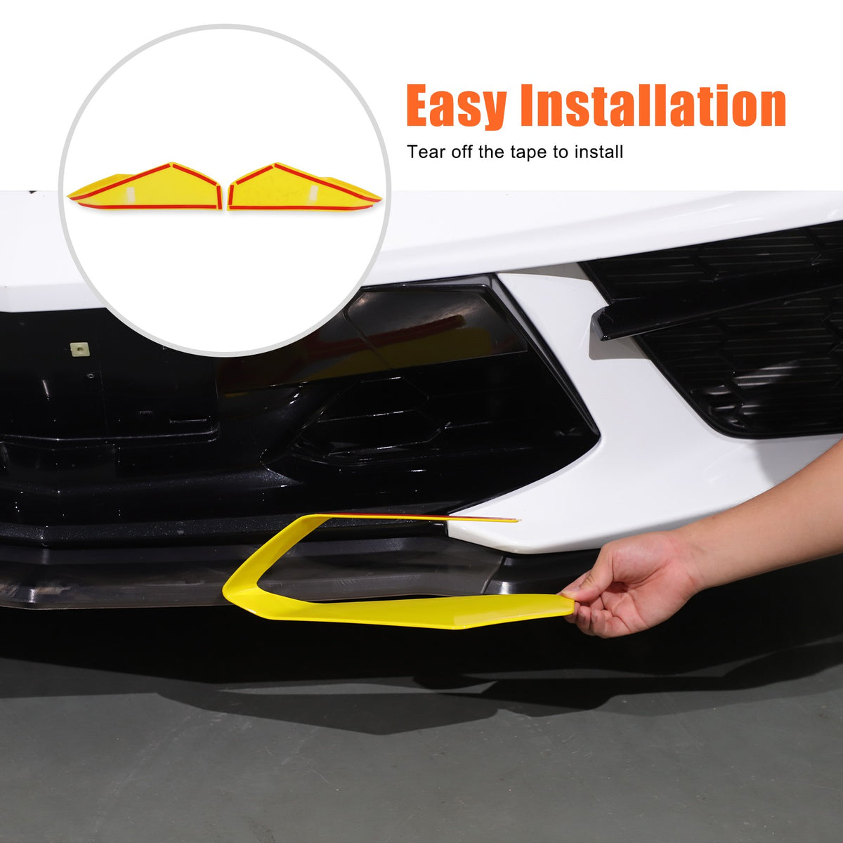 Yellow ABS Front Bumper Middle Grille Trim Cover For Corvette C8 2020+ 7