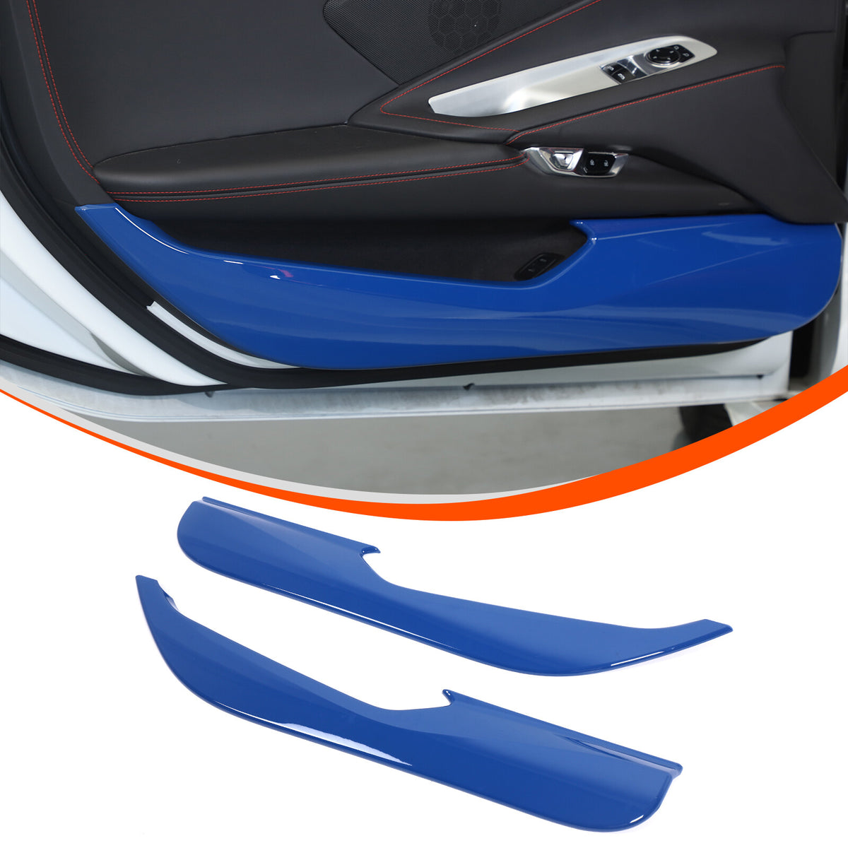Blue ABS Inner Door Anti-Kick Panel Cover Trim For Corvette C8 2020-26 2