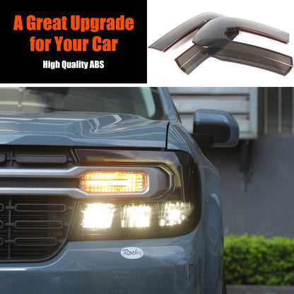 Transparent Gray Smoked Front Headlight Cover Trim For Ford Maverick 2022-24 US 21