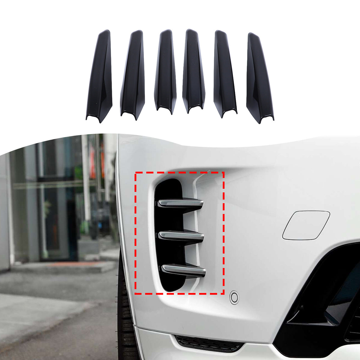 Carbon Front Fog Lamp Light Upper Strip Trim For LR Discovery Sport L550 24+ US 2