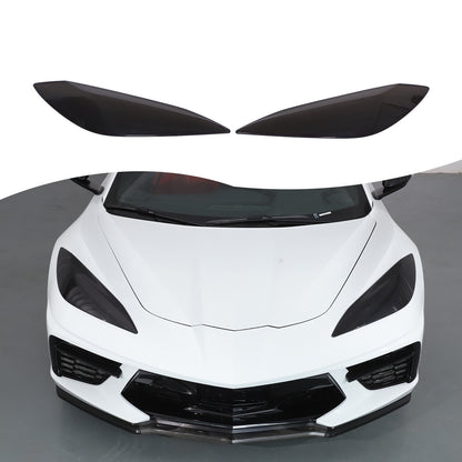 Transparent Gray Smoked Front Headlight Blackout Trim For Corvette C8 20+ US 11