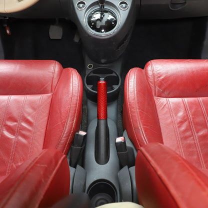 Red Real Carbon Fiber Handbrake Trim Cover For Fiat 500 2007+ 9