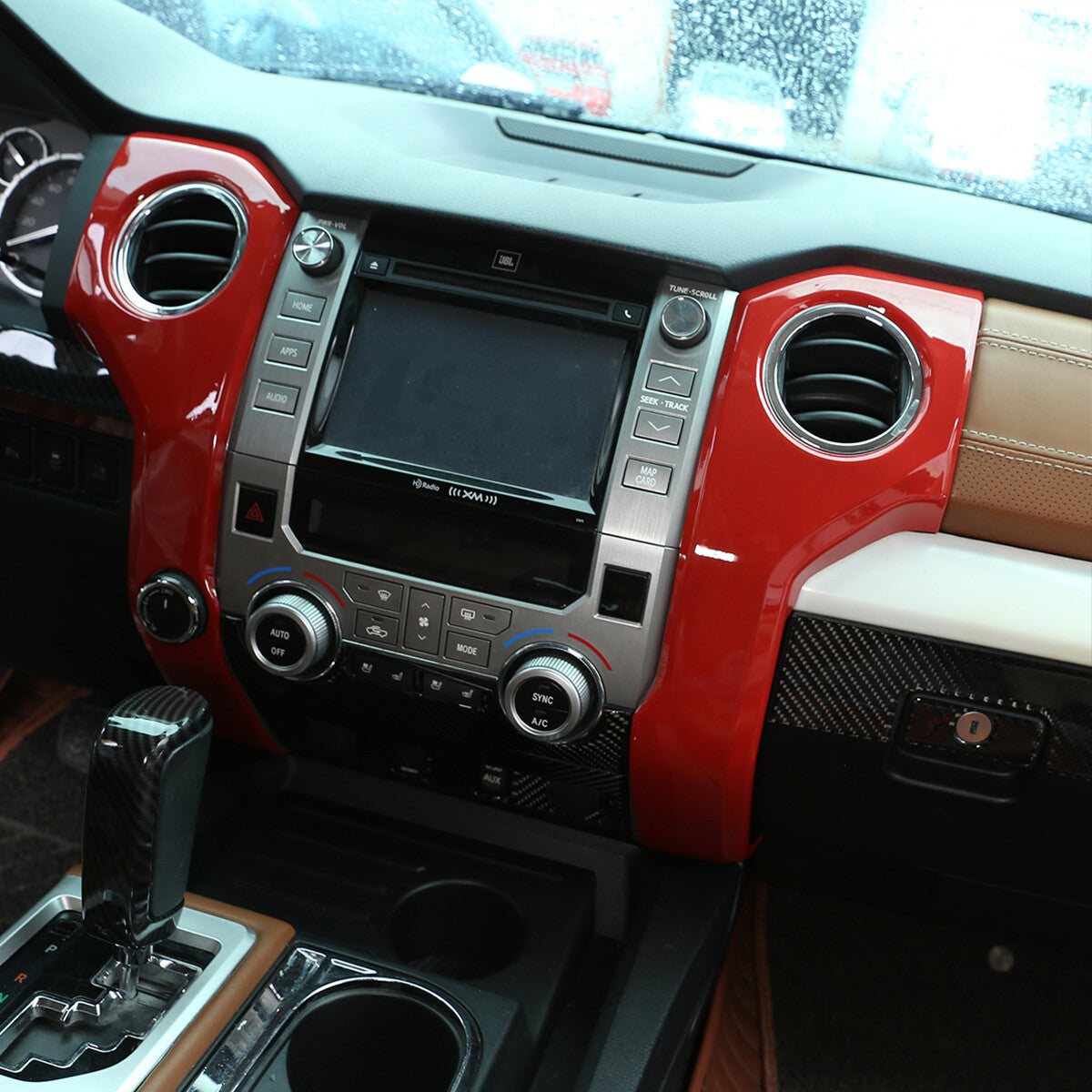 2pcs For Toyota Tundra 14-21 Red ABS Central Control Air Vent Outlet Cover Trim 7