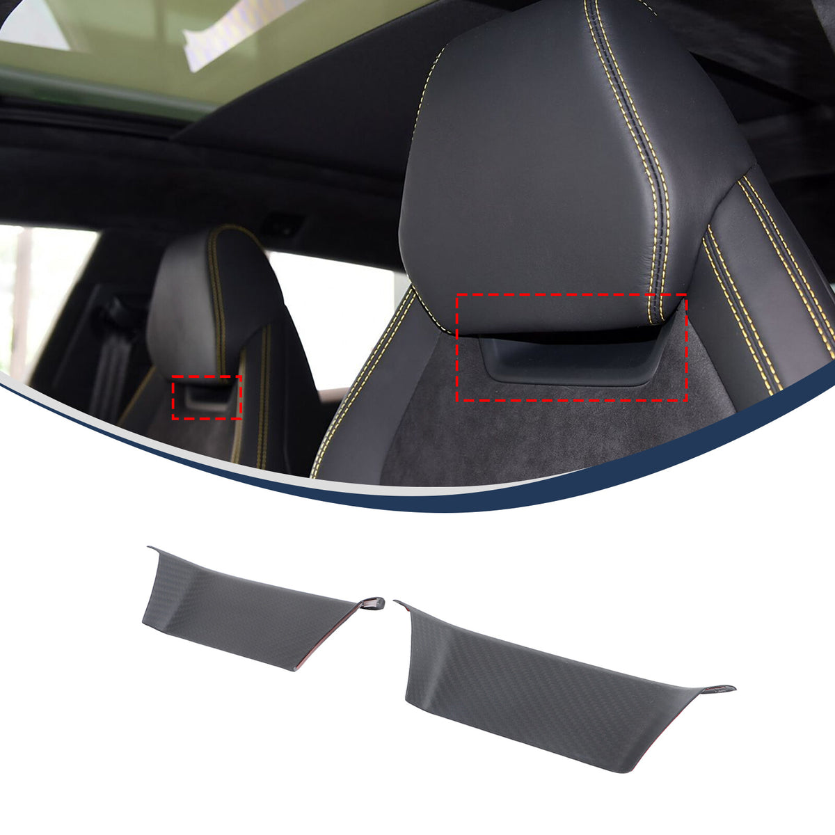 Matte Real Dry Carbon Fiber Seat Headrest Cover Trim For Lamborghini URUS 18-23 2