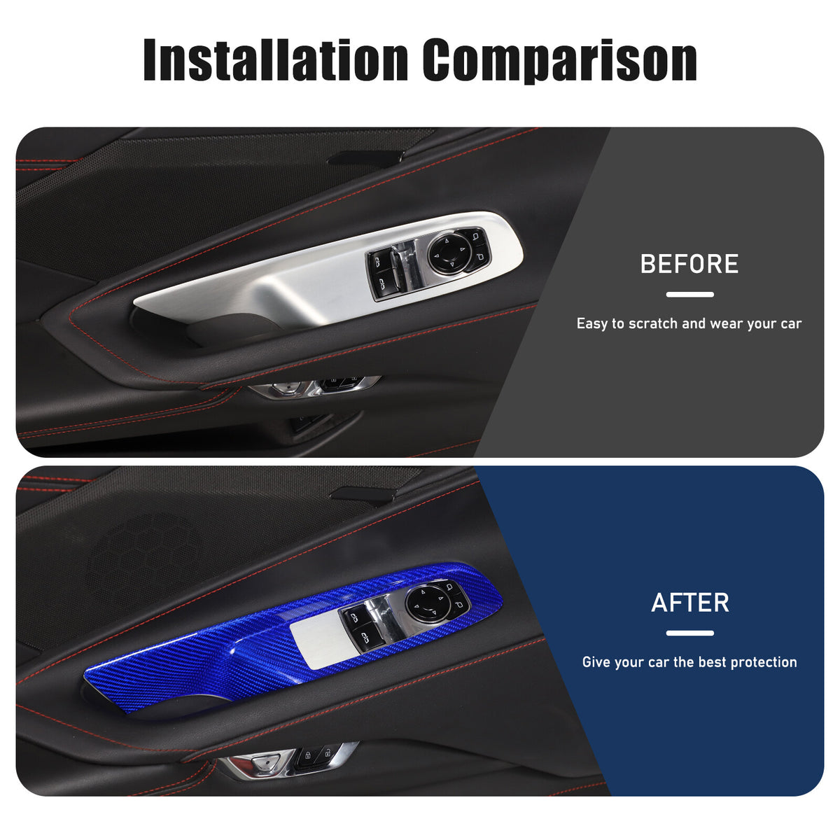 Blue Real Carbon Fiber Full Interior Set Decor Trim Kit for Corvette C8 20-25 - Variants 11-15 62