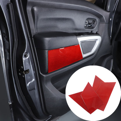 Red Carbon Fiber Inner Door Trim Panel Sticker For Nissan Titan 2016-23 1