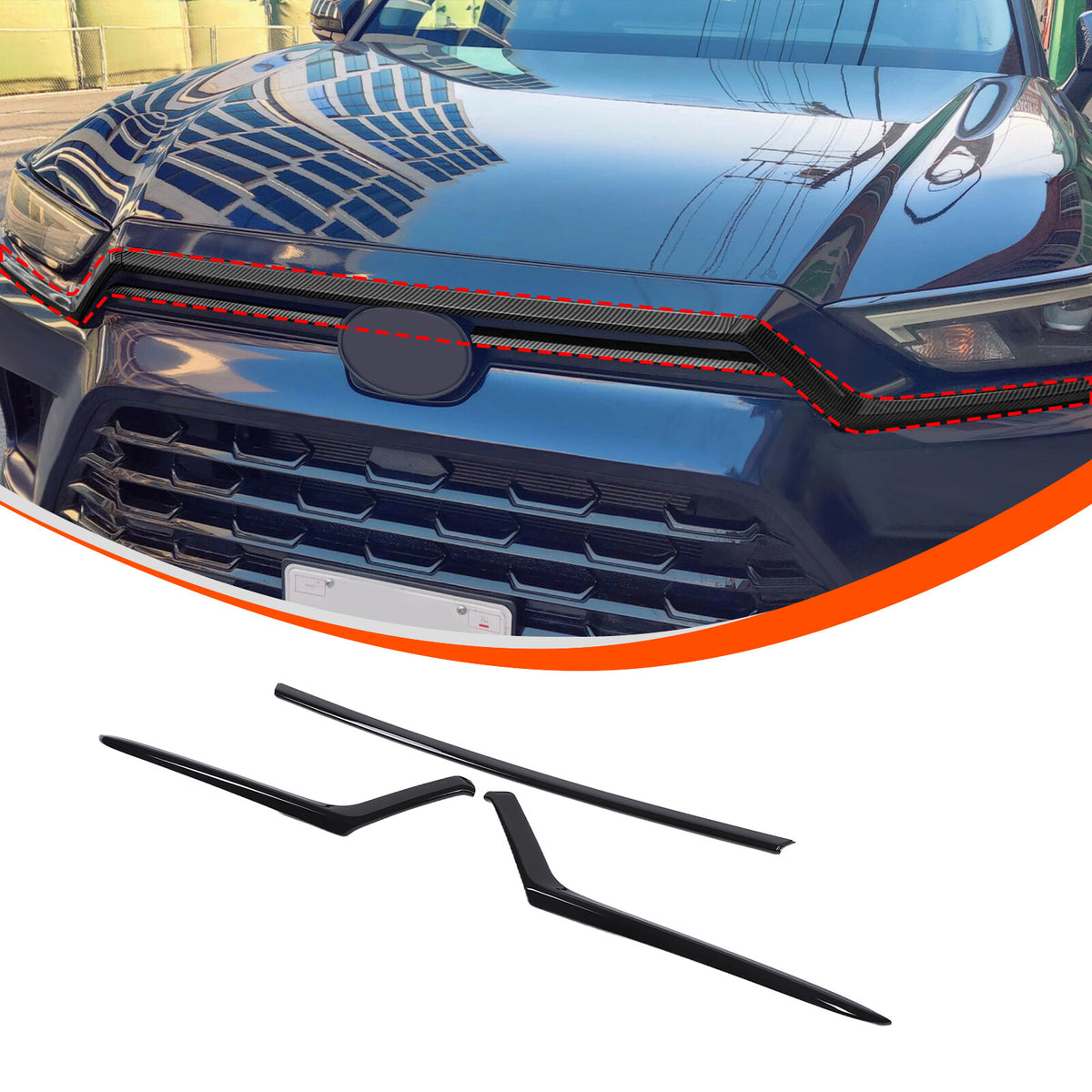 Glossy Black ABS Front Hood Trim Strip Trim For Toyota Grand Highlander 2024+ US 2