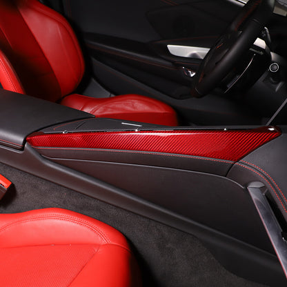 Red Real Carbon Fiber Full Interior Set Decor Trim Kit for Corvette C8 20-25 129
