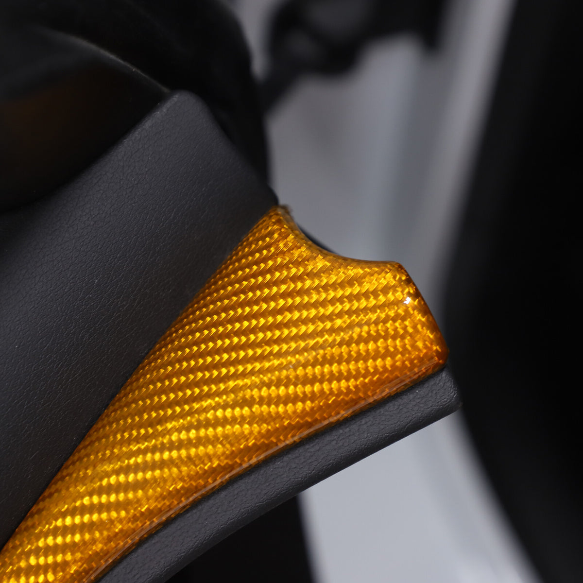 Yellow Carbon Fiber Interior Window Upper Door Panel trim For Corvette C8 20-26 5
