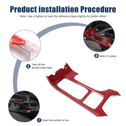 Red Real Carbon Fiber Center Console Cup Holder Trim For Subaru WRX VB 2022+ 3