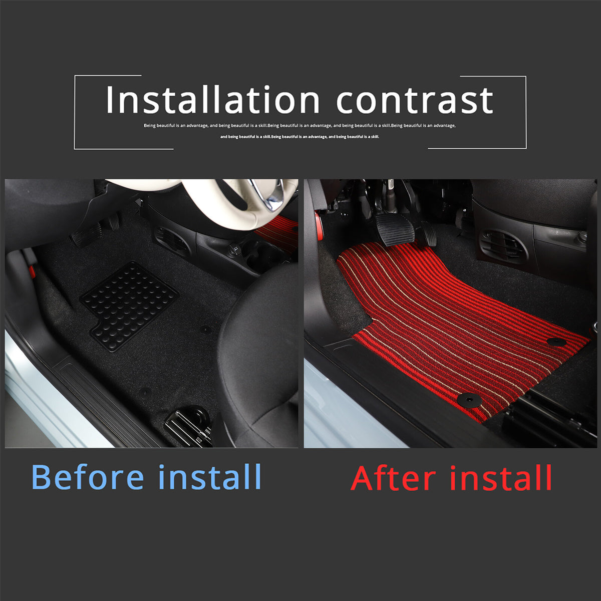 2PCS/Set Car Floor Mats Cargo Carpets Foot Pads For Fiat 500 2016-2021 22