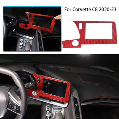 Red Soft Carbon Fiber Interior Decor Trim Kit Cover Set For Corvette C8 20-25 247