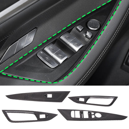 Real Carbon Fiber Window Lift Button Trim Cover For BMW 4 Series G26 2021-22 1