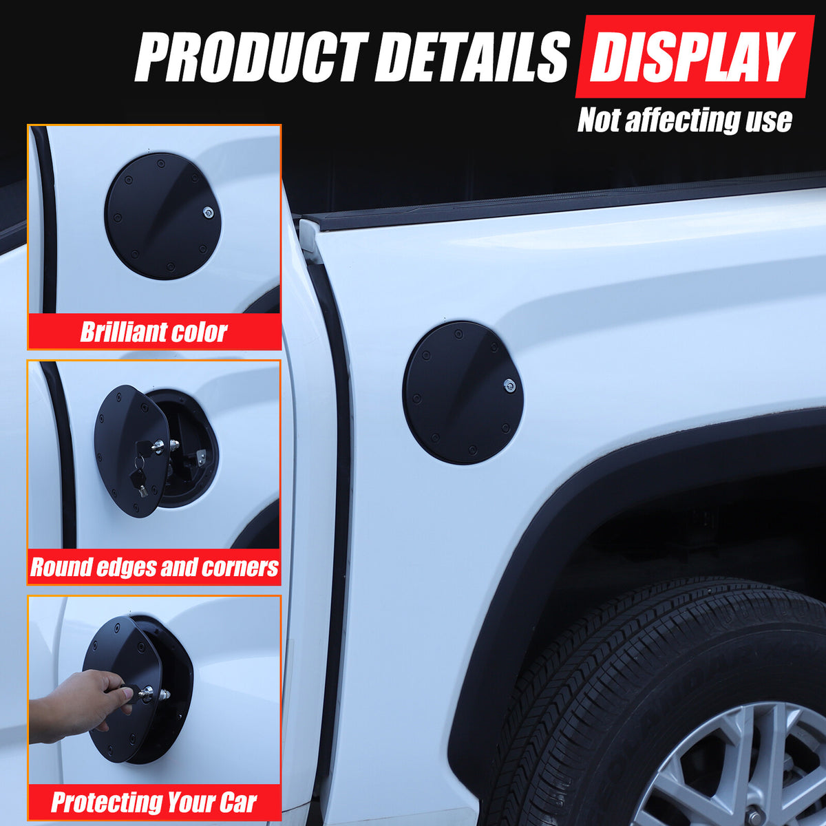 Locking Fuel Door Black Gas Tank Cap Cover Lock Key For Toyota Tundra 2022-2026 2