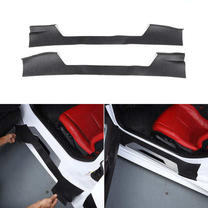 Black TPE Exterior Car Entry Guards Door Sill Cover Trim For Corvette C8 2020-26 3