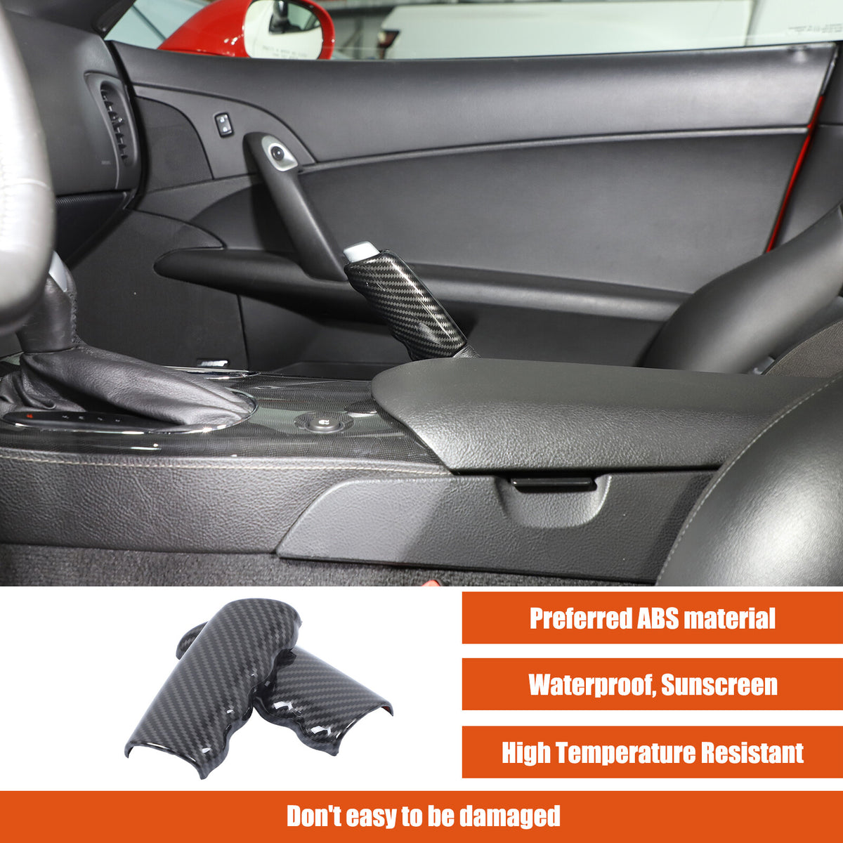 ABS Carbon Fiber Car Parking Lever Handbrake Case Cover For Corvette C6 2005-13 5