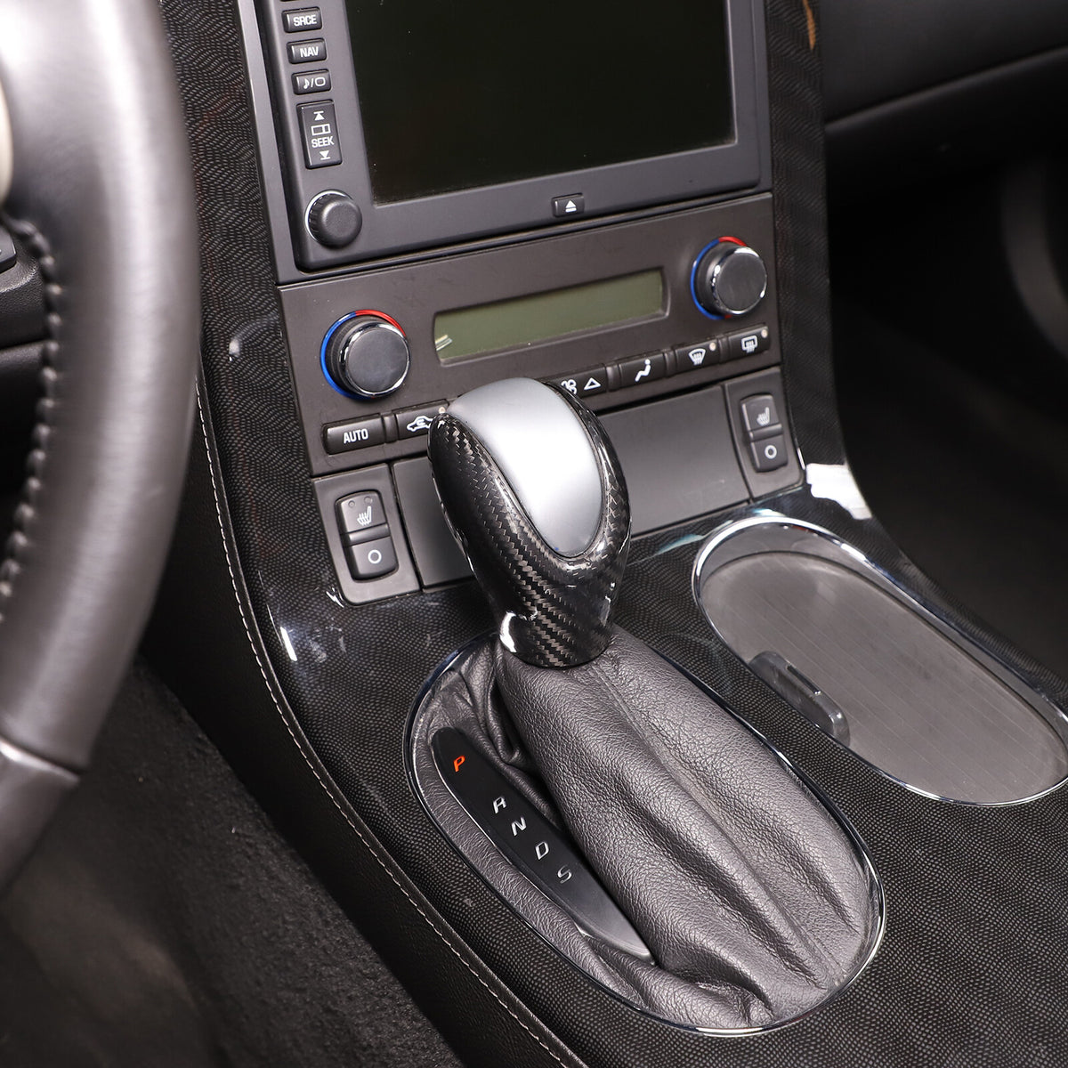 Real Carbon Fiber Console Gear Shift Knob Head Cover Trim For Corvette C6 05-13 7