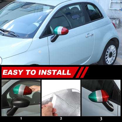 Tri-Color Real Carbon Fiber Side Mirror Cover Trim For Fiat 500 312 2010+ 5