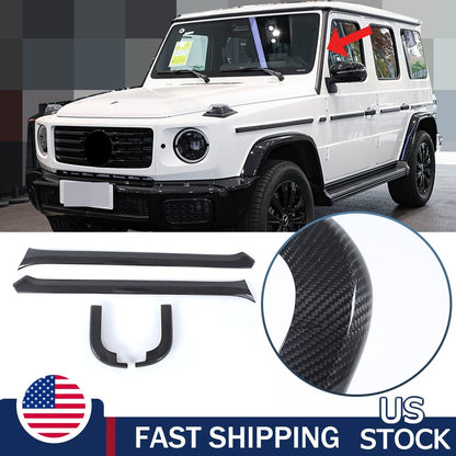 Real Carbon Fiber A-Pillar Trim Cover For Benz G-Class G500 W465 2025+ US 1