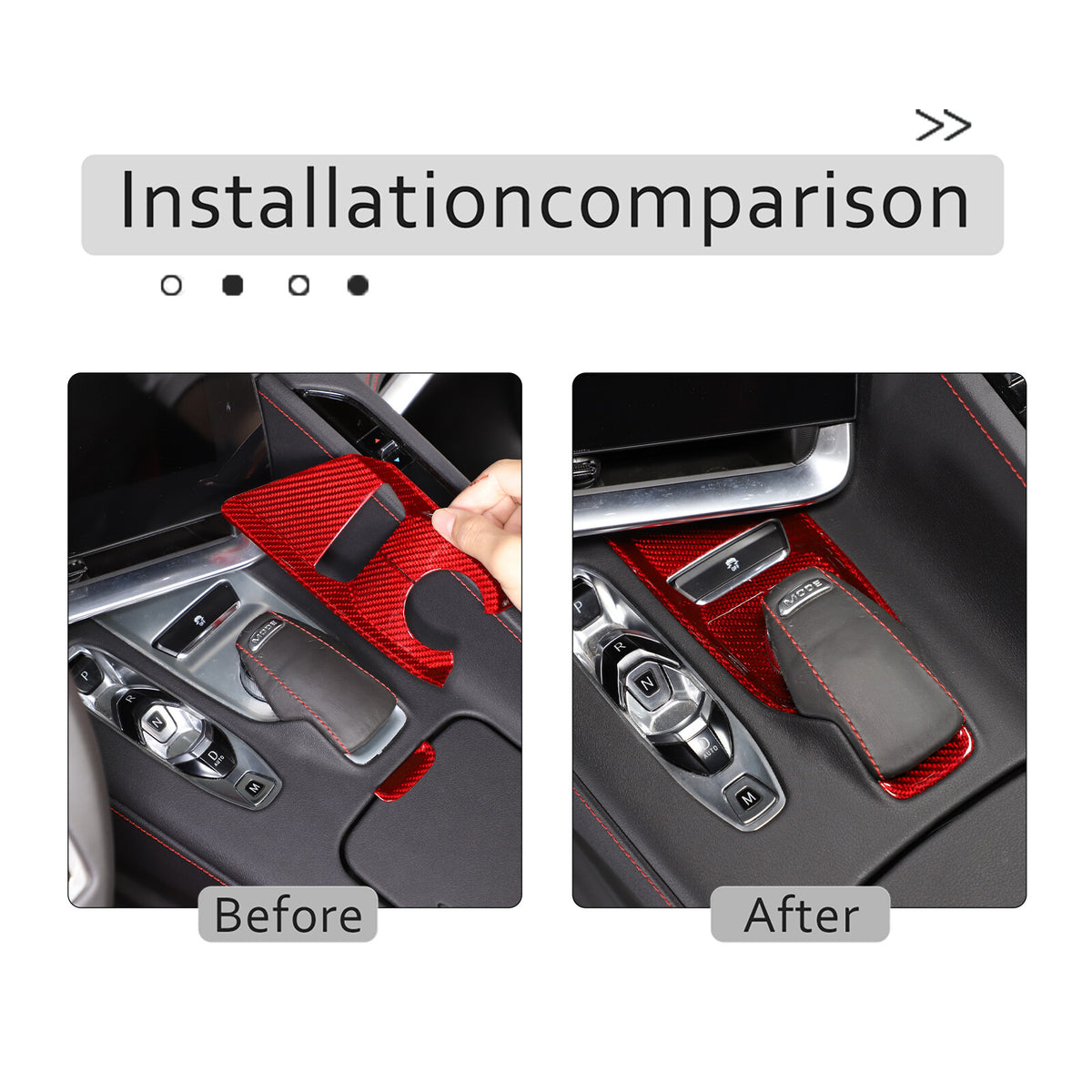 Red Real Carbon Fiber Transmission Button Frame Trim Set Cover For Corvette C8 21
