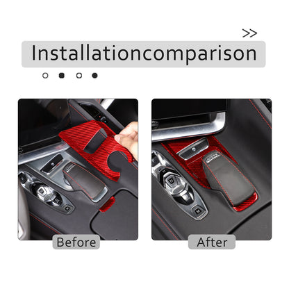 Red Real Carbon Fiber Transmission Button Frame Trim Set Cover For Corvette C8 21